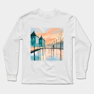 Girl walking Abstract pastel Watercolor painting Long Sleeve T-Shirt